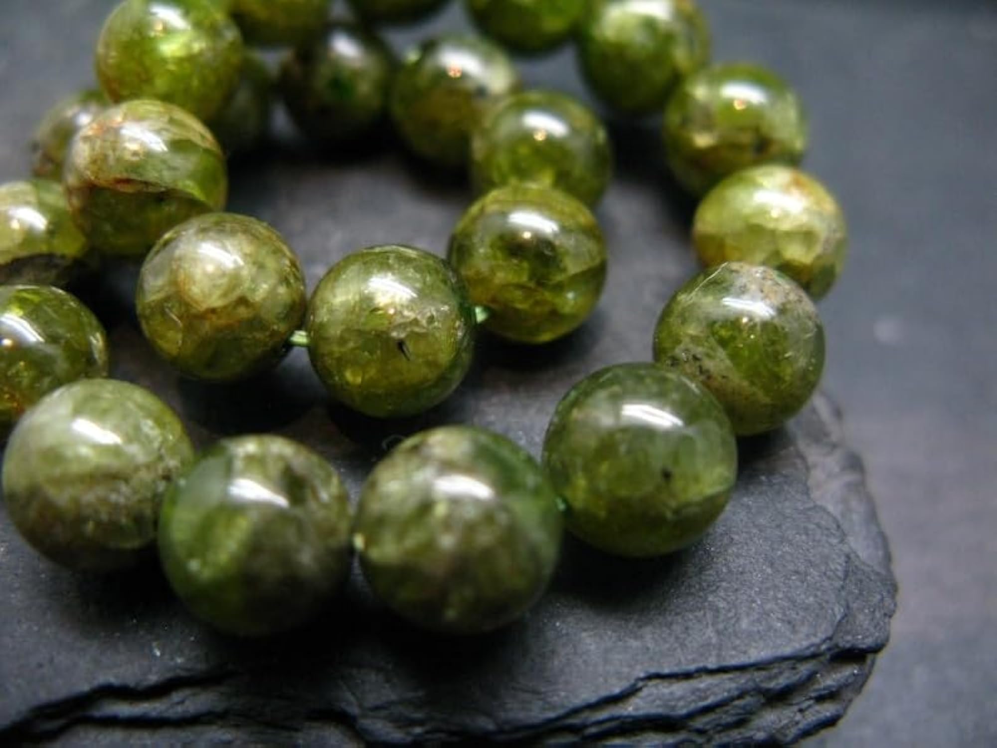 Natural Peridot 8mm Round Beads Stretchable Bracelet, Unisex