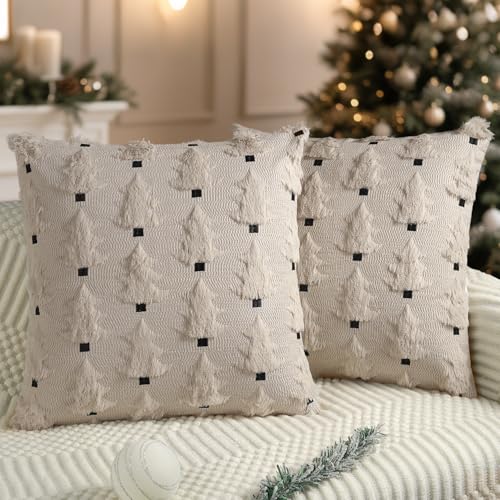 Miaikoe Weihnachtskissenbezüge 50x50 cm Set von 2 weiche...