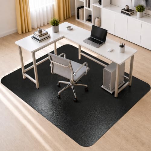 Image of Kuyal Chair mat for Hardwood Floor 51 x 63 inches Rectangle Floor Mats Wood /Tile Protection Mat for Office & Home, Black
