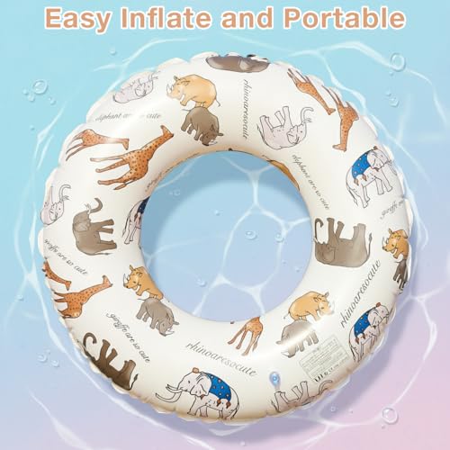 Image of Proberos Swimming Tube for Kids Age 3-6, PVC Inflatable Swimming Ring with Animal Print Design, Lightweight Floating Tube for Kids, Summer Pool, 22-50 CM