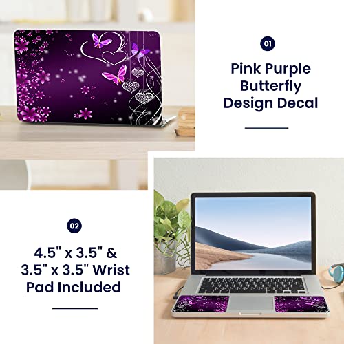 Image of LSS 17-17.3 inch Laptop Notebook Skin Sticker Cover Art Decal Fits 16.5 inch 17 inch 17.3 inch 18.4 inch 19 inch HP Dell Lenovo Apple Asus Acer Compaq (Free 2 Wrist Pad) Purple Heart Butterfly