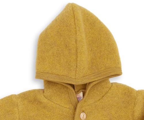 Engel Schurwoll-Fleece Overall, Kapuze, Natur, 50/56-86/92, 4 Farben (62/68, Safran melange) – Bild 6