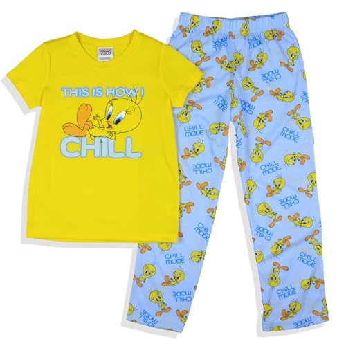 Looney Tunes Girls' This Is How I Chill Tossed Tweety Bird 2 Piece Pajama Set2