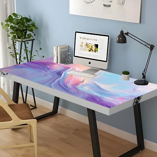 Image of Pastel Fluid Art Desk Sticker, Abstract Liquid Marble Desktop Decor, Waterproof Table Surface Protector for Home Office Room, 39.37x23.62 Inch
