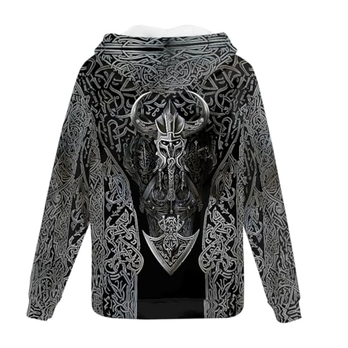 JooMeryer Men's Norse Mythology Viking Raven Long Sleeve Full Zip Up Hoodie Pullover2