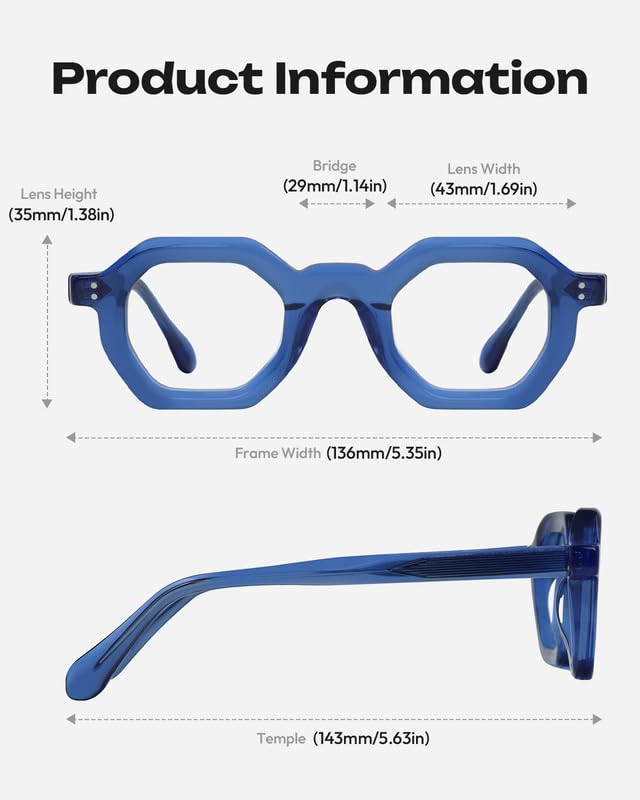 Image of Blue Light Blocking Glasses - Anti Glare & Eyestrain, 99% Filter, Lightweight Acetate Frame for Gaming /Office /Reading