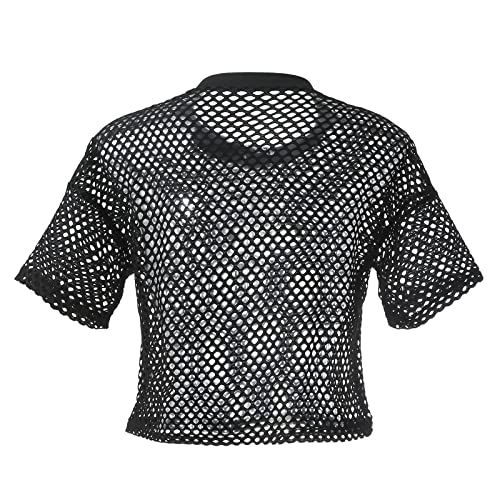 Generisch Camiseta de malla transparente para mujer 2026, Negro , M