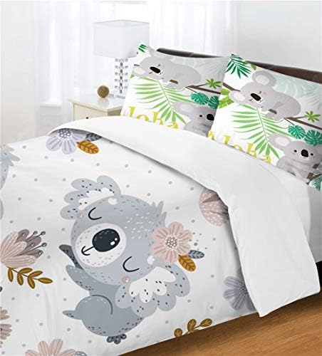 Duvet Cover Set for Single Double Super King Size Bed, Morbuy 3D Cute Koala Printed Microfiber Bedding Sets Duvet Set with Pillowcases and Quilt case (White Koala,Single-135x200cm)