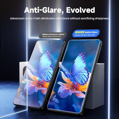 Image of WSKEN Matte Privacy Screen Protector for Samsung Galaxy S26 Ultra - [Anti-Glare & Anti-Fingerprint] [24 Anti Spy] [Smooth as Silk] 9H+ Tempered Glass With Auto Fit Box Zero Bubble,2 Pack