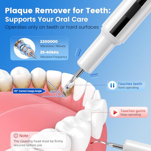 Torvex Teeth Plaque Remover, For Tartar & Plaque Removal, Suitable For Home Teeth Care And Cat & Dog Teeth Cleaning Product, Equipped With 5 Cleaning Modes & Led Lighting (White) - 2