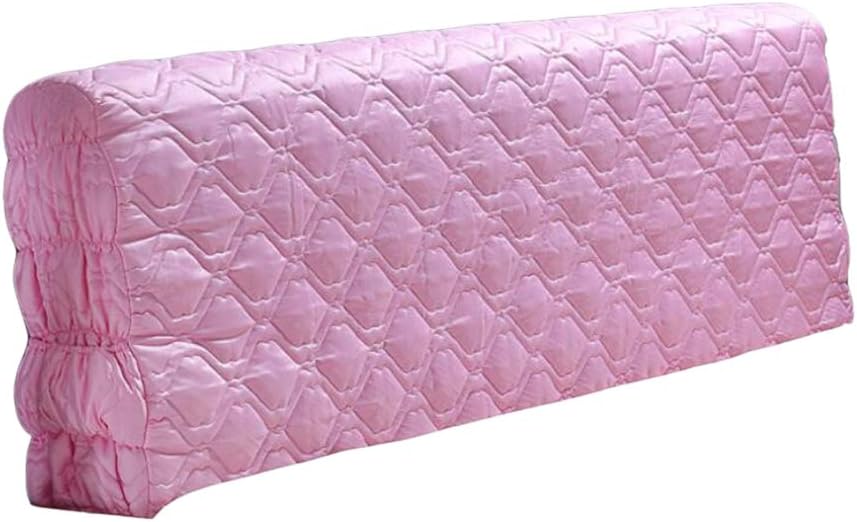 Luxury Silk Bed Head Cover or Quilted Slipcover - Stretchable Side, Phone Storage Bags, Machine Washable - Perfect for Bedroom Decor and Wedding Deco - Pink