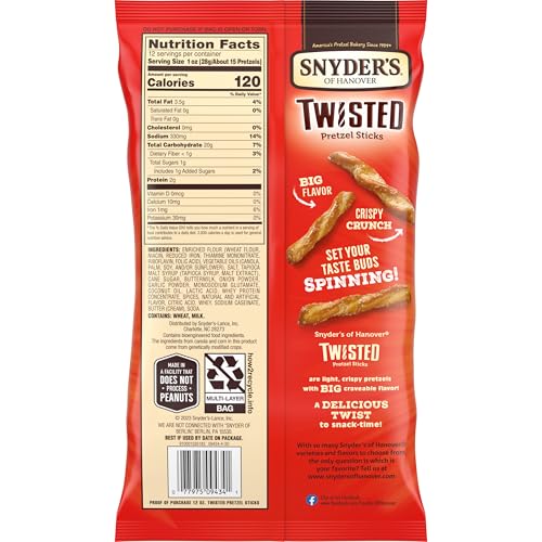 Image of Snyder's of Hanover, Seasoned Twisted Pretzel Sticks, 12 Oz Bag (Pack of 3)