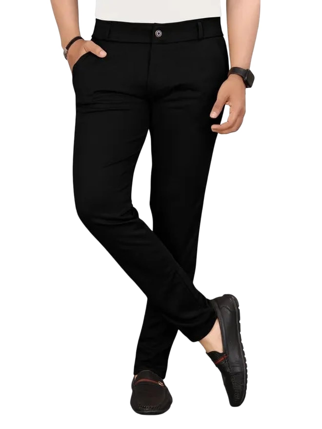 gibbonte Regular Fit Men’s Trousers | Solid Pattern Mid-Rise Pants | Smart Casual Button Closure Bottoms (Pack of 1)-picture-54
