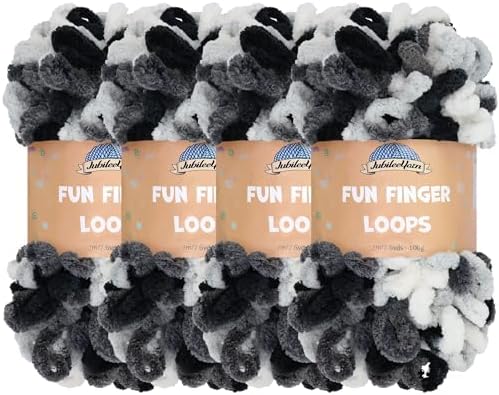 JubileeYarn Fun Finger Loops Yarn - Polyester Jumbo Weight Loop Yarn - 100g/Skein - Hestia - 4 Skeins