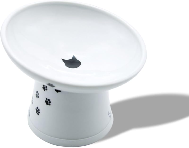 Pote Elevado para Gatos em Cerâmica, Inclinação de 15° Necoichi DC-0715-SCUS