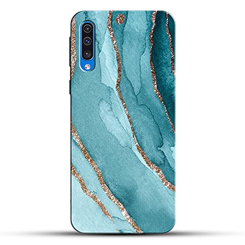 Image of COLORflow Back Cover Compatible with Samsung Galaxy A70 | Beautiful Blue Marble Golden Stripes | Designer Printed Hard CASE Bumper Back Cover
