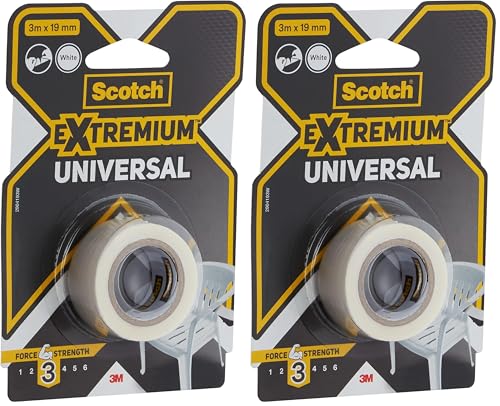 Scotch Extremium Universal color blanco Cinta americana, 3 m x 19 mm (Paquete de 2)