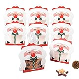 Generisch Bolsas de galletas navideñas, 8 unidades, reutilizables, para aperitivos de Papá Noel, caja para hornear galletas de Navidad con una ventana de visualización, para familias, amigos, niños