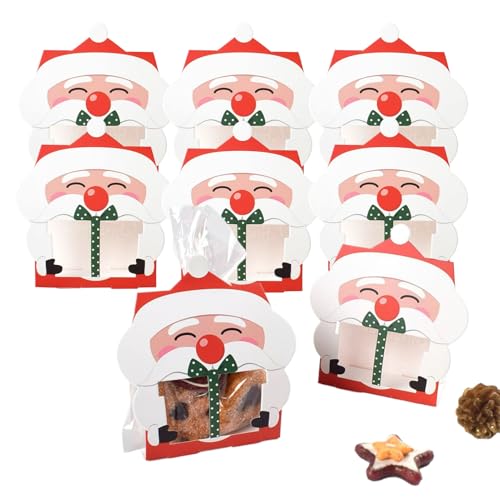 Bolsas para galletas de Navidad – 8 recipientes con temática de Papá Noel | Recipientes para caramelos y galletas, para pasteles, alimentos, cupcakes, brownies, rosquillas, chocolates