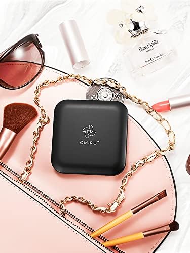 OMIRO Compact Mirror Magnifying Pocket Mirror 10X Small Travel Folding Mirror for Handbag Square 3.5 inch (Black)