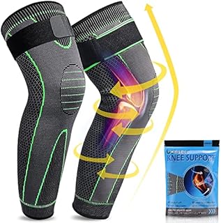 Beister 1 Pair Compression Leg Sleeves with Elastic Straps for Men & Women, Extra Long Leg Braces Knee Sleeve for Basketball, Football, Knee Pain, Joint Pain, Arthritis
