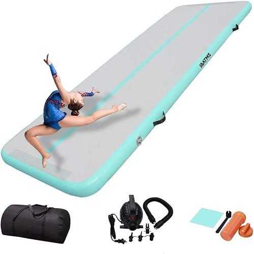 DAIRTRACK IBATMS Air Tumbling Mat Tumble Track,10ft Inflatable Air Gymnastics Mat for Gymnastics Training/Home Use/Cheerleading/Yoga/Water