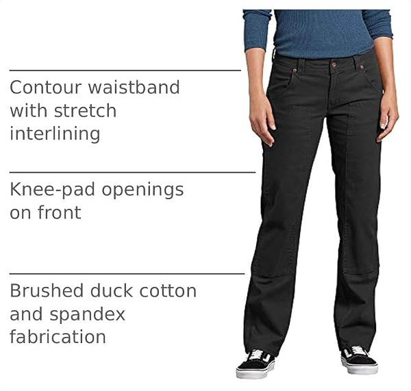 Dickies Women's Relaxed Straight Stretch Duck Double-Front Carpenter Pant Pants, Rinsed Black, 4 by Dickies - Used condition - Image 2