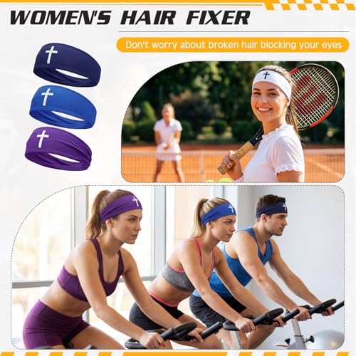 Image of 18 Pcs Sports Sweatbands for Men Women Camo Headbands Workout Non Slip Headbands Breathable Head Band Fitness Stretchy Unisex Hairband for Yoga Running Cycling Ball