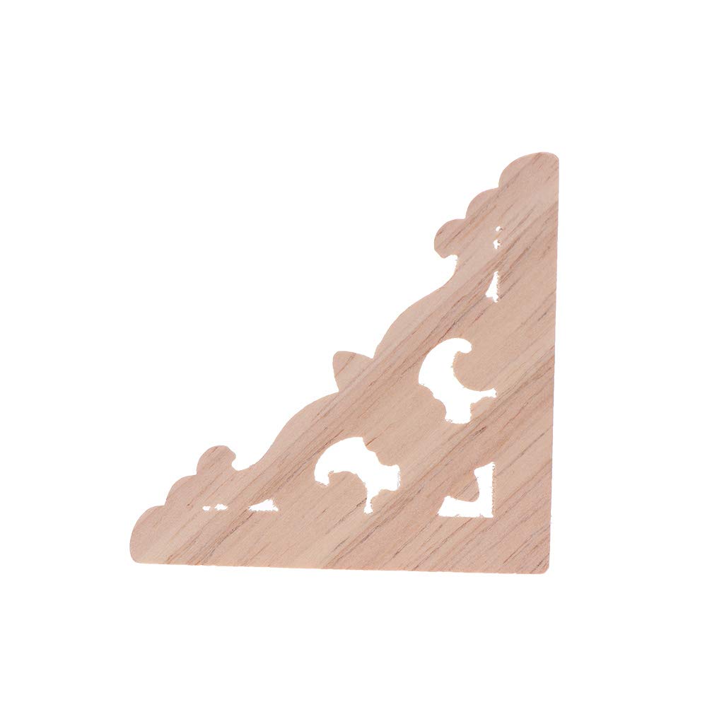 Lot 6 Appliques Bois Sculpté Non Peintes - 2 Longues (20x10cm), 4 Coins (8x8cm) - Décoration Meuble/porte