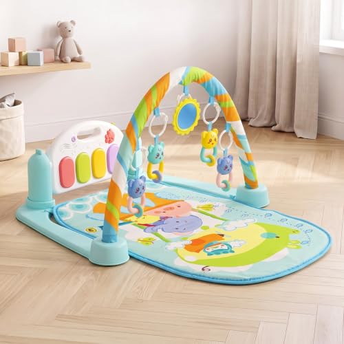 Image of StarAndDaisy Baby Play Gym with Musical Piano, Hanging Toys & Soft Play Mat, Infant Activity Gym for Tummy Time, Sensory Play & Early Learning, Baby Gym for 0-24 Months