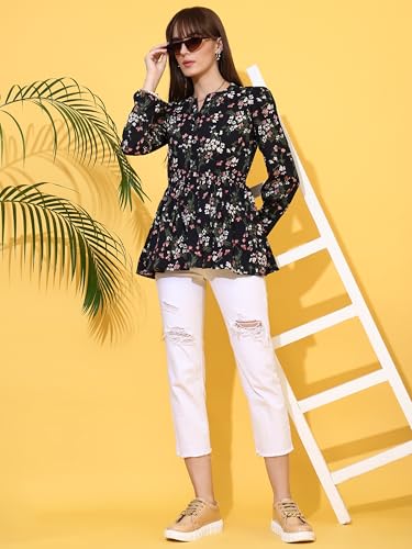 Image of Honky Tonky Women's Top Shirt Stylish Trendy for Girls | Floral Printed Top | Lightweight Day Comfort