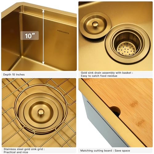 Image of Gold Bar Sink, 15 inch x 15 inch Stainless Steel T304 Undermount Sink