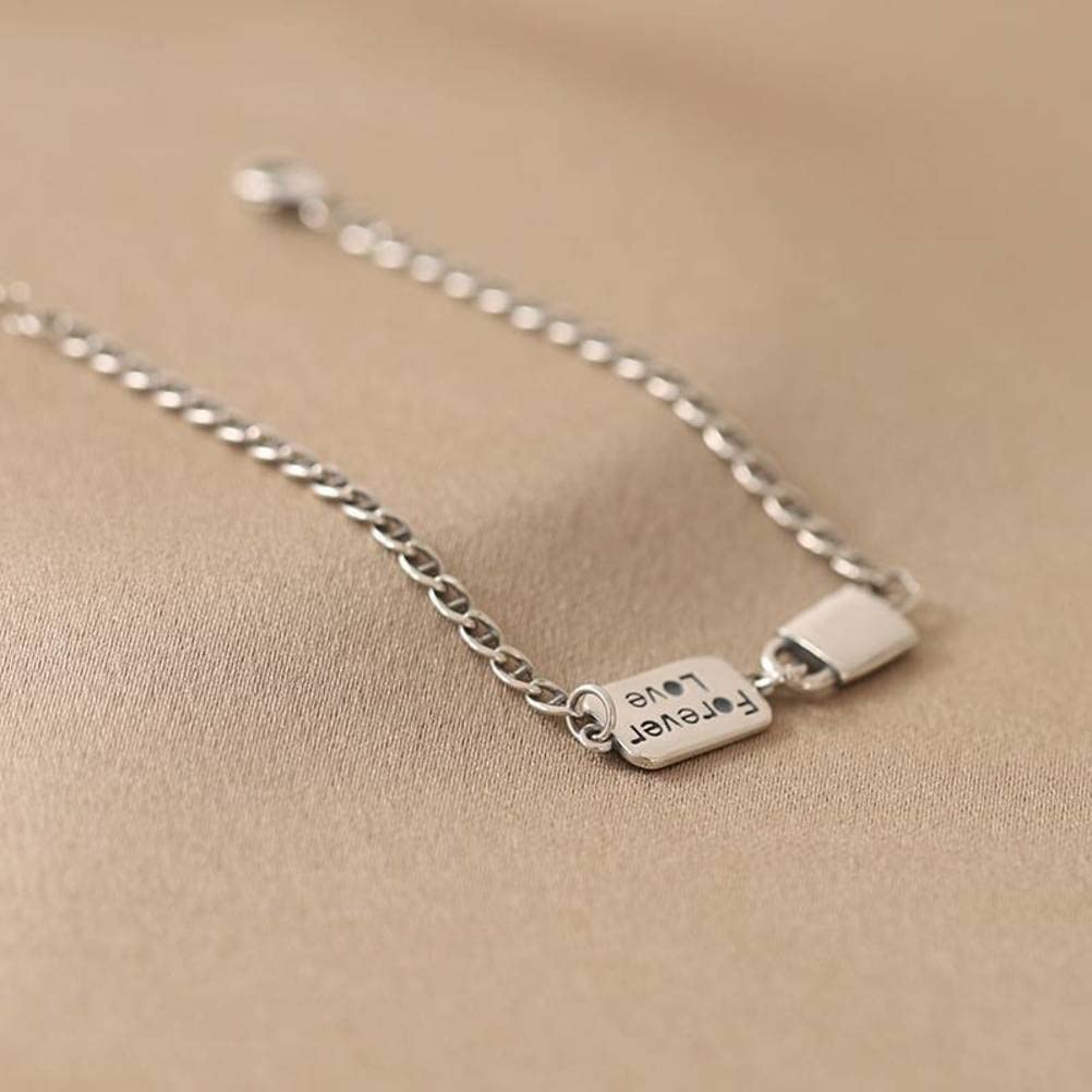 LNNSHX S925 Silber Retro-Stil Thai-Silber-Armband, Glücksarmband, Herren- und Damen-Schloss, Silberschmuck, Thai-Silber, 18 + 4 cm, Thai-Silber, 18 + 4 cm (Silber)