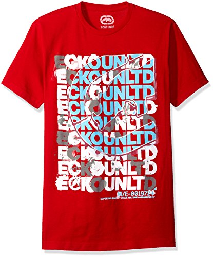 Ecko Unltd. Men's Scrambled Scrabble Logo Short Sleeve Tee, Red, 2XL