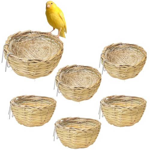 VCEPJH Handmade Bird Nest for Cage 6 Pack Bamboo Canary