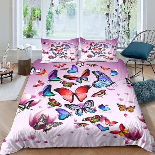 Parure housse de couette papillon effet 3D artistique en microfibre douce lit simple - 4