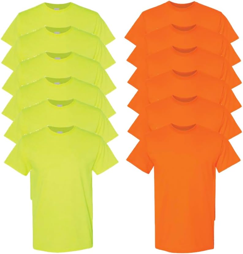 EVERYDAY TEES 12 Pack High Visibility Safety T Shirts Hi Vis Construction Work Shirts ANSI/ISEA Compliant Sizes Small - 5XL
