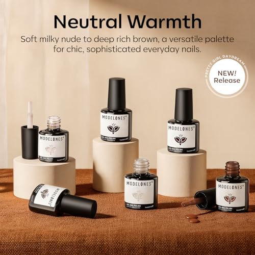 Image of modelones Gel Nail Polish Set Nude 6Colors Milky White Brown