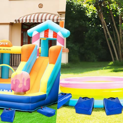 6 Pcs Sturdy Outdoor Toy Sandbags with Handle, 50lb Capacity, 6-Pack - Safely Secure Inflatable Bounce Houses, Water Slides, and Tents,Blue