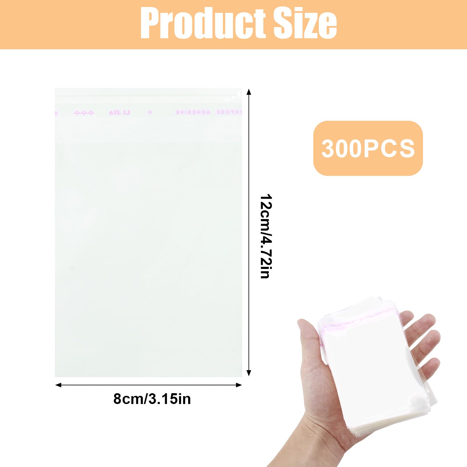 Bustine Trasparenti Adesive 8x12cm - 300 Pezzi, Per Alimenti, Caramelle, Regali - Foto 6