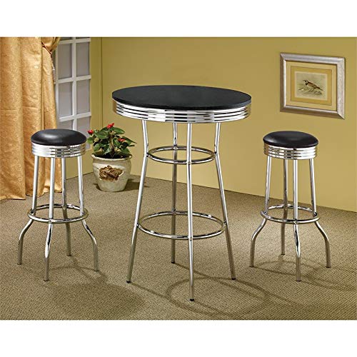 Bowery Hill 30" Round Retro Bar Height Pub Table In Black And Chrome #TOP1