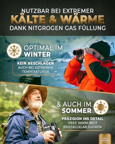 Bild 2 - Fernglas 12x42, [TESTSIEGER] Magnesium Fernglas mit Nitrogenfüllung und wasserdicht, für Erwachsene, BAK4 HD Prisma + FMC Objektiv, auch Brillenträger geeignet (Schwarz, 12x42)