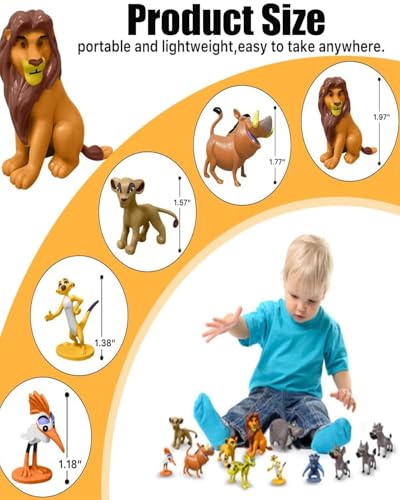 Image of MittiJoy 12PCS for Lion King Toys, Animal Toys for Kids, Zoo Figurines Set, Animals Set for Kids, Chota Bheem Toys, for Little Singham, Home Decor, Gift for Children