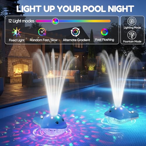 Fontaine pour piscine avec lumières et éclairage flottant télécommandé 12 modes