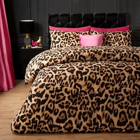 OHS Leopard Print Bedding, Double Duvet Cover Set Super Soft Cosy Comfy Leopard Print Fabric Luxurious Design Modern Double Duvet Set Cover