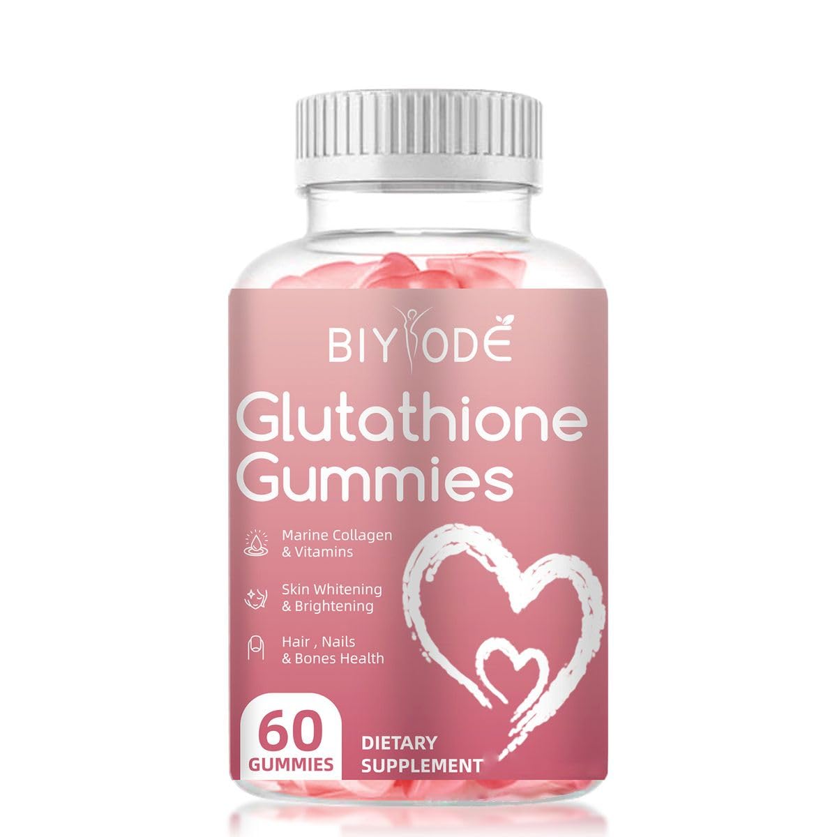 biyode l-glutathione gummies skin whitening untuk Memutihkan Kulit & Melembapkan Kulit | 500mcg Biotin & L-glutation 4- BIYODE Glutathione Gummies Vegan