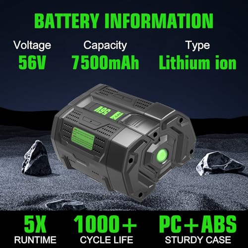 Image of 2Pack 7500mAh 56Volt Lithium ion Battery Replacement for EGO 56V Battery 7.5Ah Compatible with EGO Battery 56V Cordless Tools(Black)