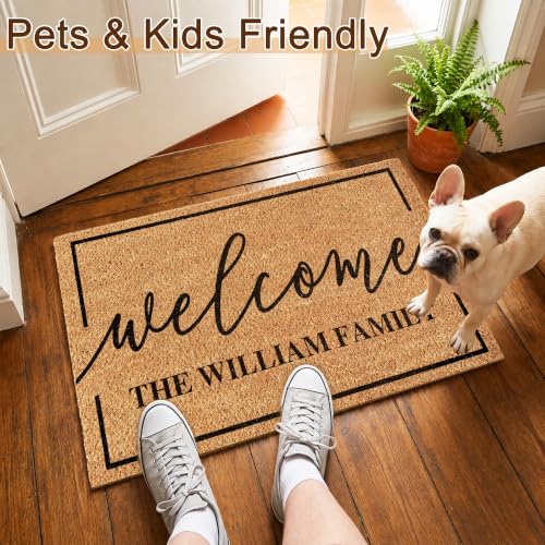 Fincekoom Personalized Natural Coco Coir Door Mat with Heavy Duty Backing Custom Non-Slip Front Door Welcome Mats for Outside Entrance or Porch Entry Housewarming Gift for Home Decor — view 4