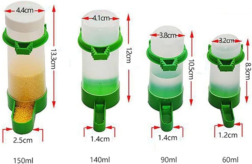 Automatic Bird Feeder Bird Water Bottle Drinker Container Food Dispenser Hanging (Color : Green Size : 13.3CM) (Green 12CM)