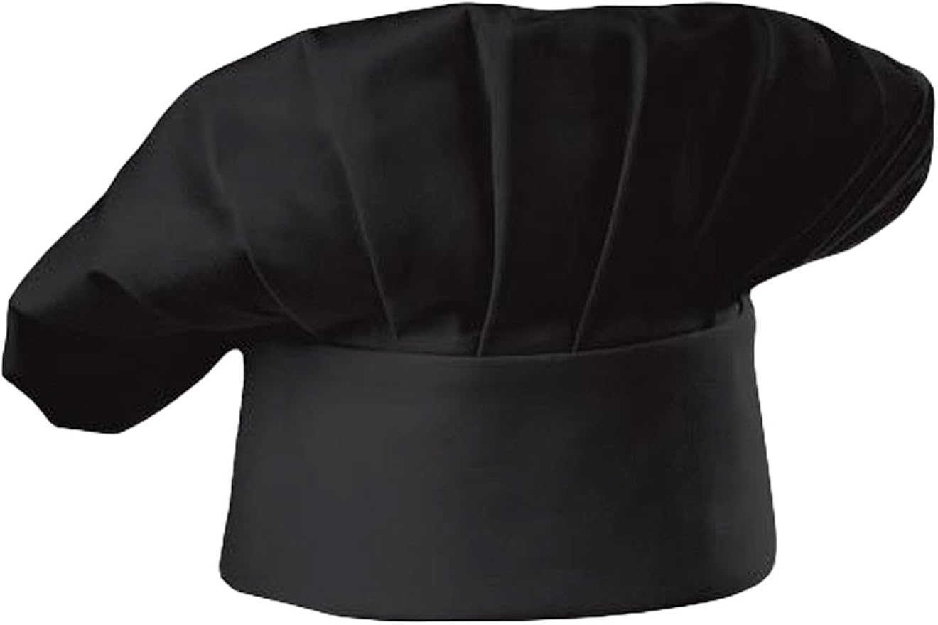 TRADITIONAL BLACK CHEF'S COOK'S HAT CULINARY UNIFORM HATS